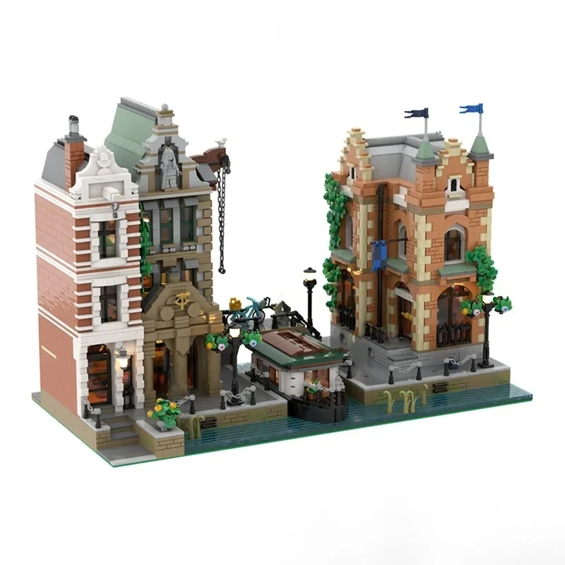 

MOC Custom Modular Building Dutch Quarter Street View Model Building Block Creative Assembly Educational Bricks Gift Toys