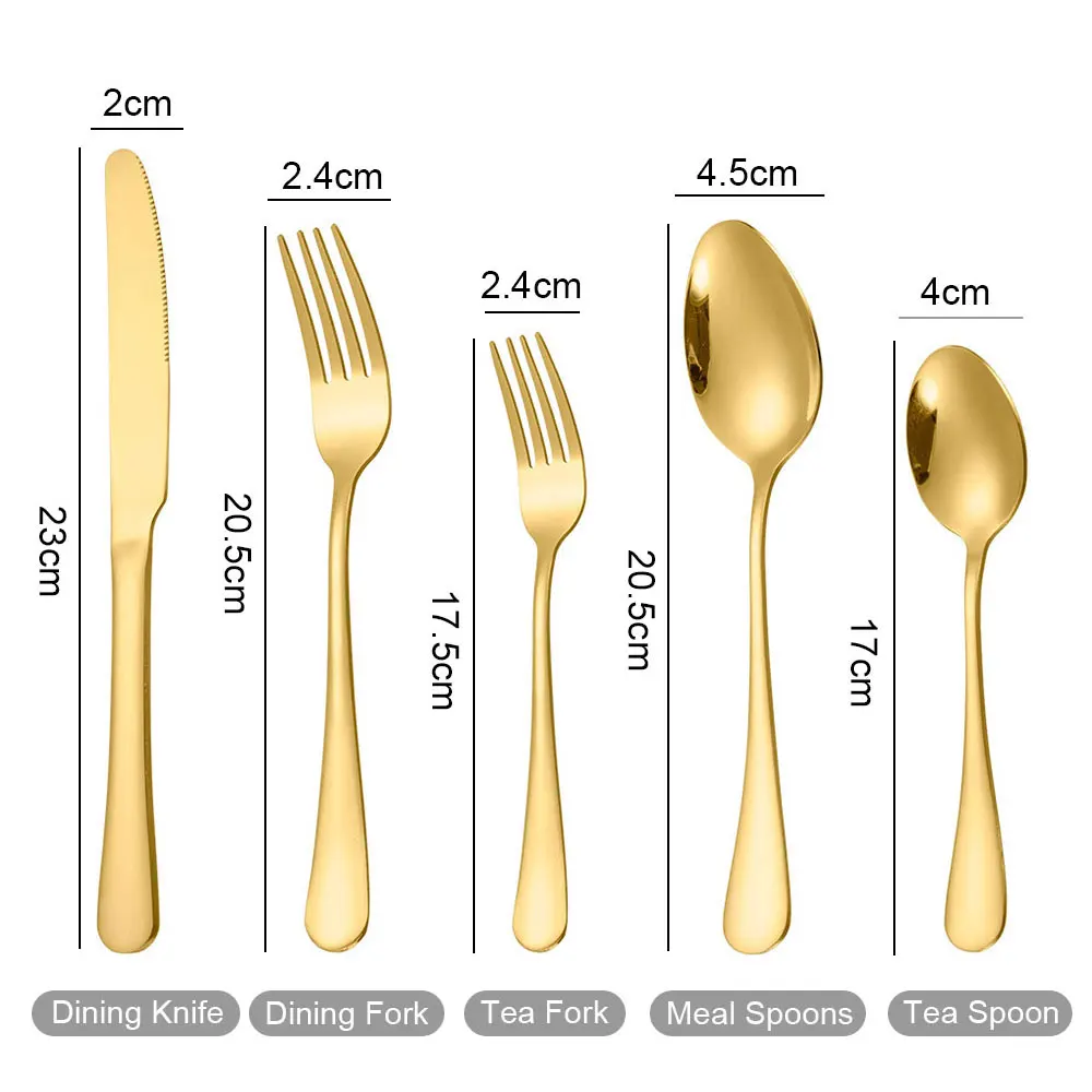 Silicone World 5Pcs Dinnerware Set Stainless Steel Steak Knife Fork Coffee Tea Spoon Flatware Dishwasher Kitchen Accessories