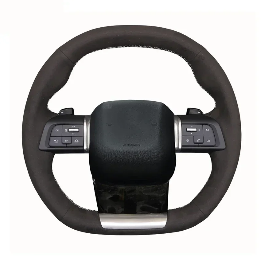 Black Faux Suede Hand-stitched Car Steering Wheel Cover For Citroen C4 2020-2024 C5 X 2022