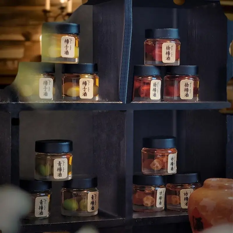 1/12 Dollhouse Miniature DIY ชุดครัว: ขวดไวน์ผลไม้และแกล้งทําเป็นเล่นของเล่นอาหาร