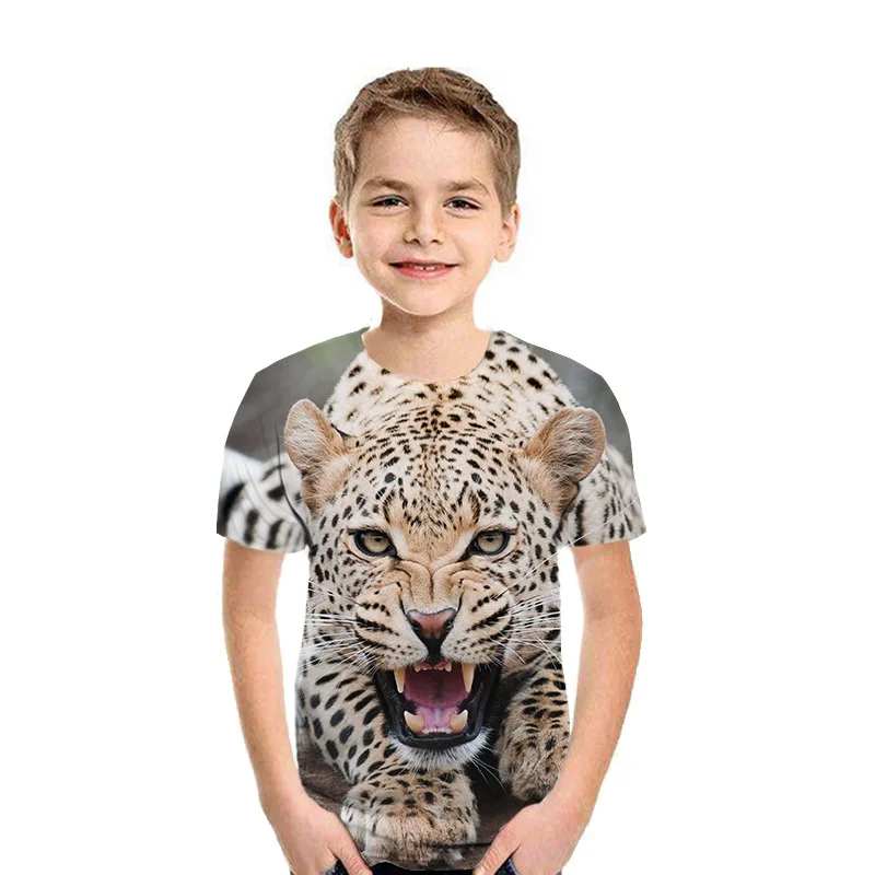 Children\'s T-Shirt Animal Lion 3D Printed Short Sleeve Tee Fashion Tops Round Neck Kids Clothes T-Shirt for a Boy Girl Clothes