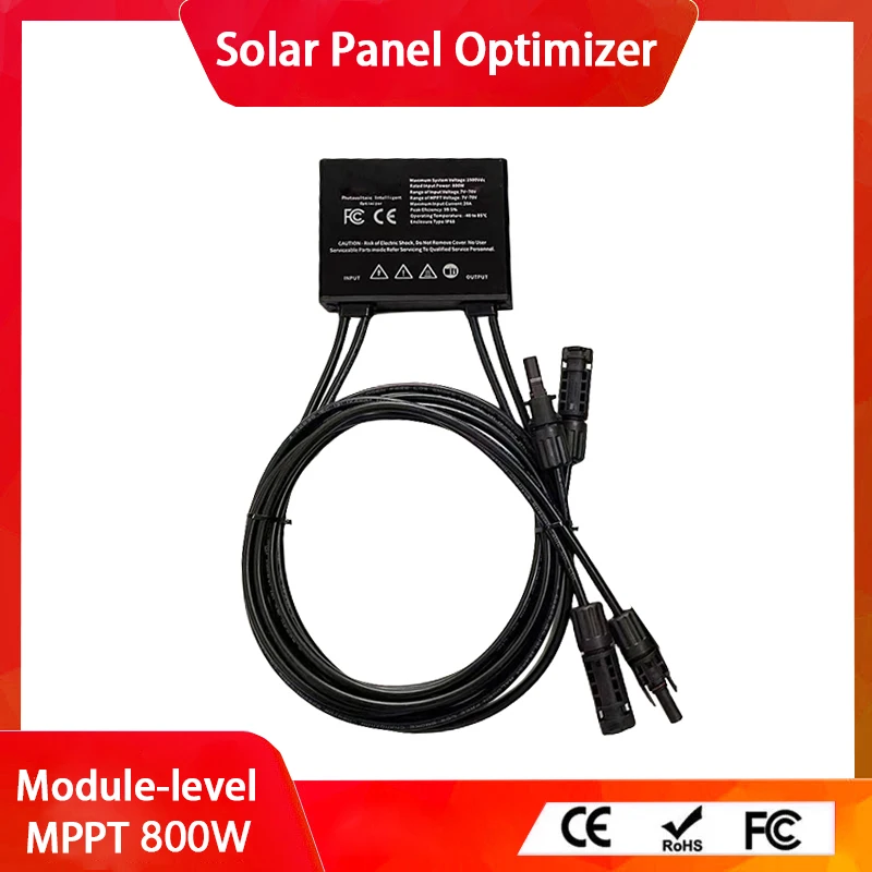 

PV Power Optimizer 800W 70V Input IP68 Real-time Solar Panel Monitoring Voltage-Limiting Anti-Hotspot Solar Optimizer