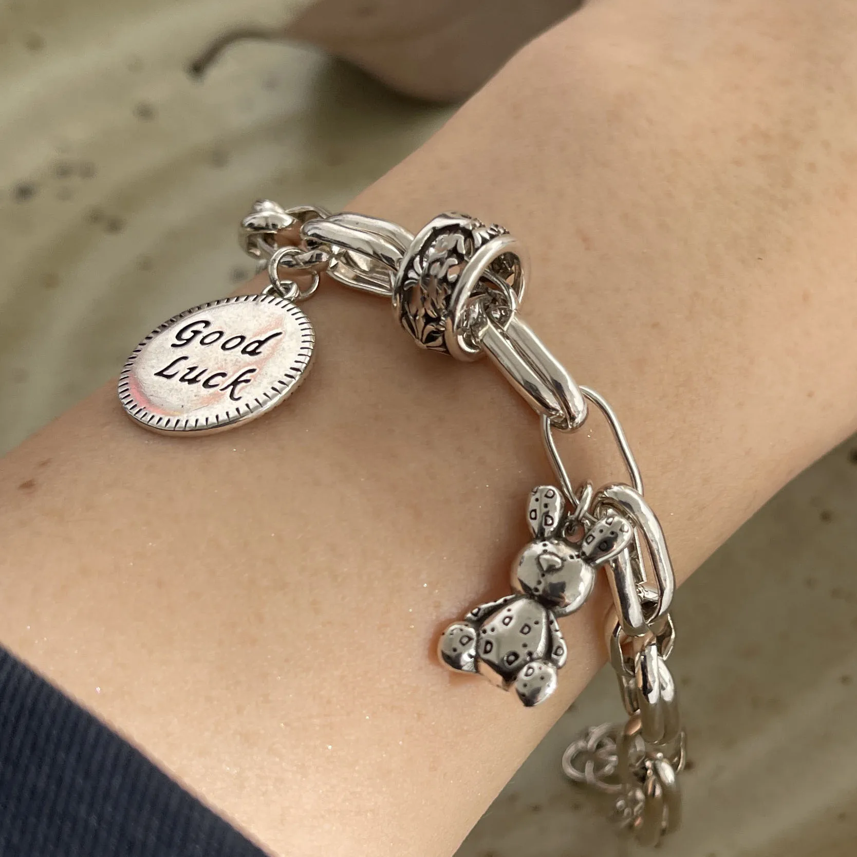 

925 Sterling Silver Bracelets for Women Men String Accessories Trend Vintage Rabbit Pendant Party Jewelry Gift