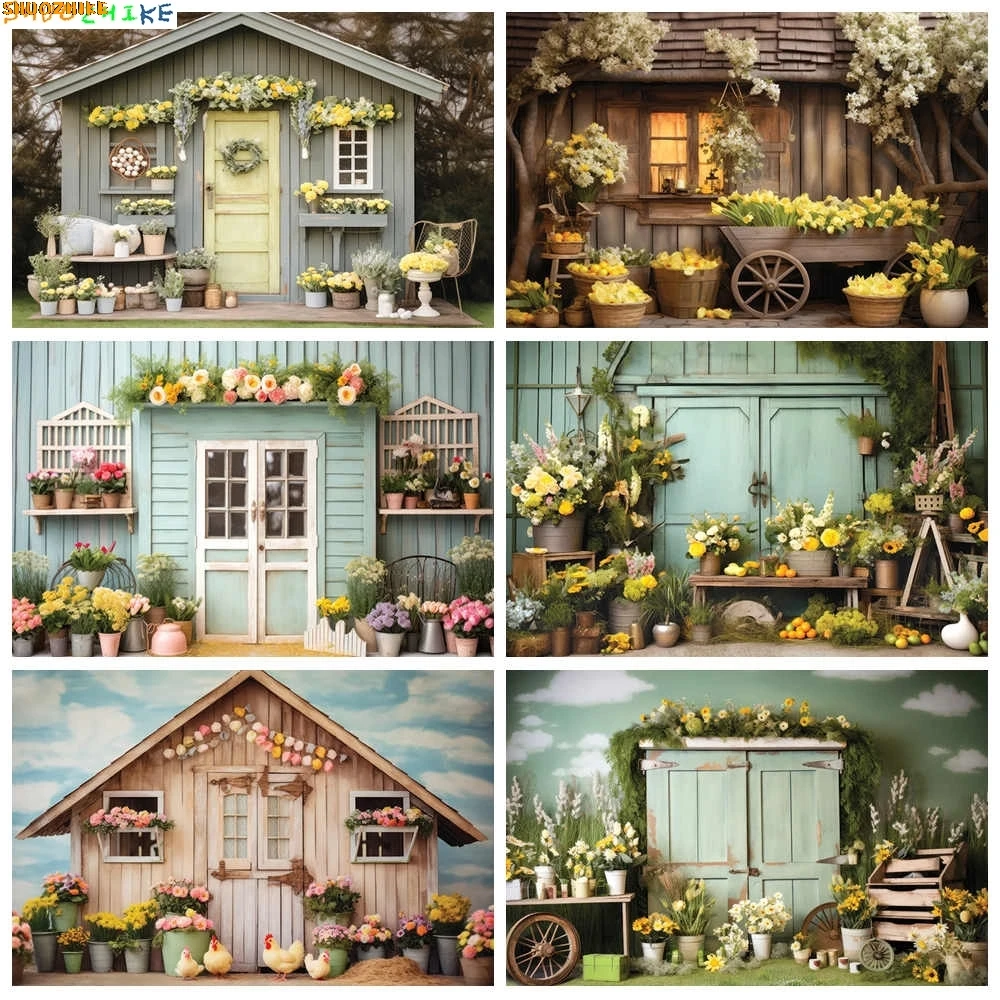 

Eggs Window Spring Garden Happy Easter Day Photography Backdrops Props Fence Rabbits Butterfly Flowers Photo Background CD-01