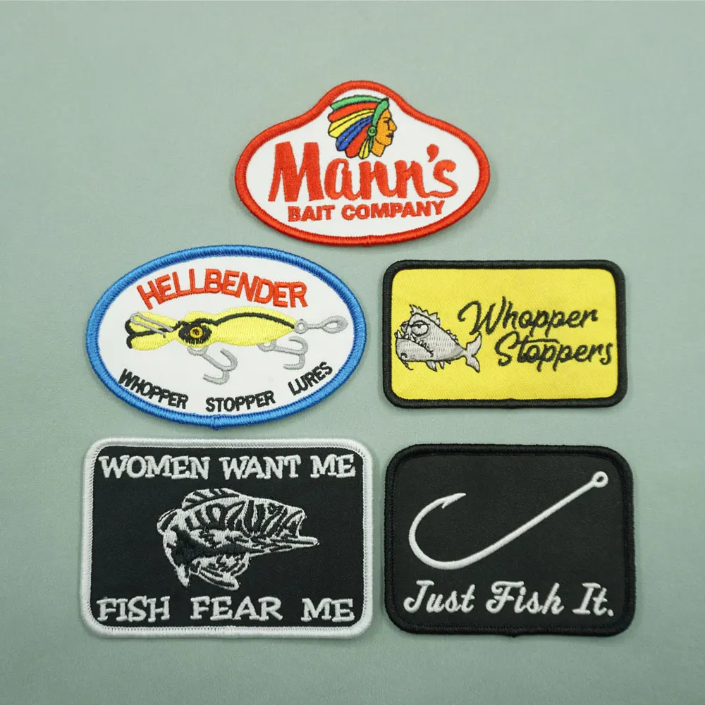 bait badge Embroidered Patches with Hook Backing for Clothes