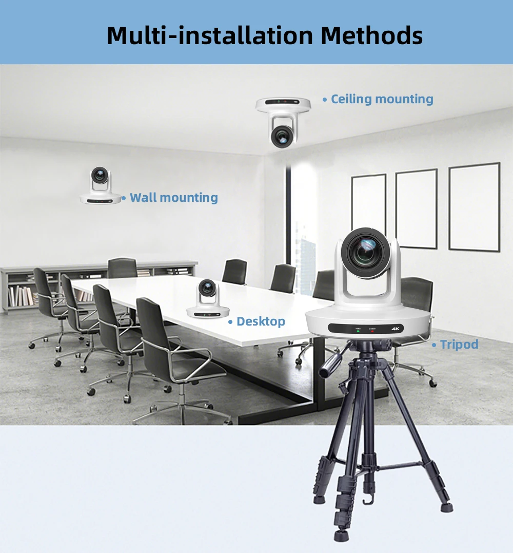 20x Optical Zoom 4k Ultra High Definition Recording PTZ Camera Flexible Horizontal Rotation Camera For Online Conference
