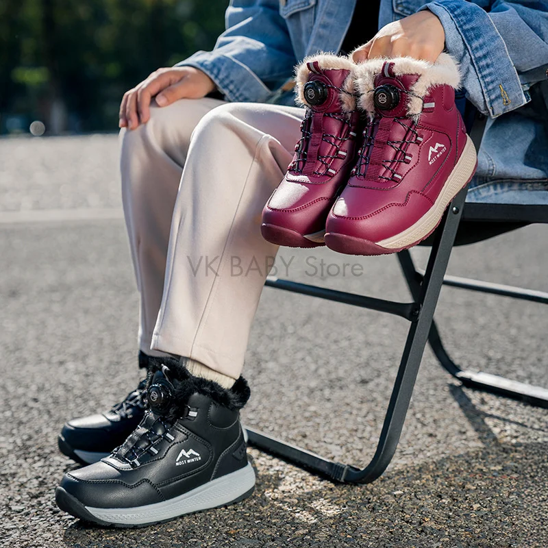 

Women'S Knob Winter Boots Mom's Plush Snow Boots Thickened Warm Mother'S Cold-Proof Non-Slip Winter Shoes