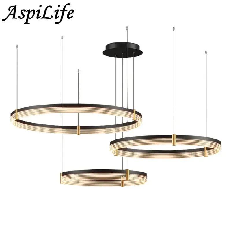 Imagem -06 - Modern Indoor Led Pendant Light Home Candelabro Living Quarto Cozinha Sala de Jantar Anel Luxo Candeeiros Pendurados