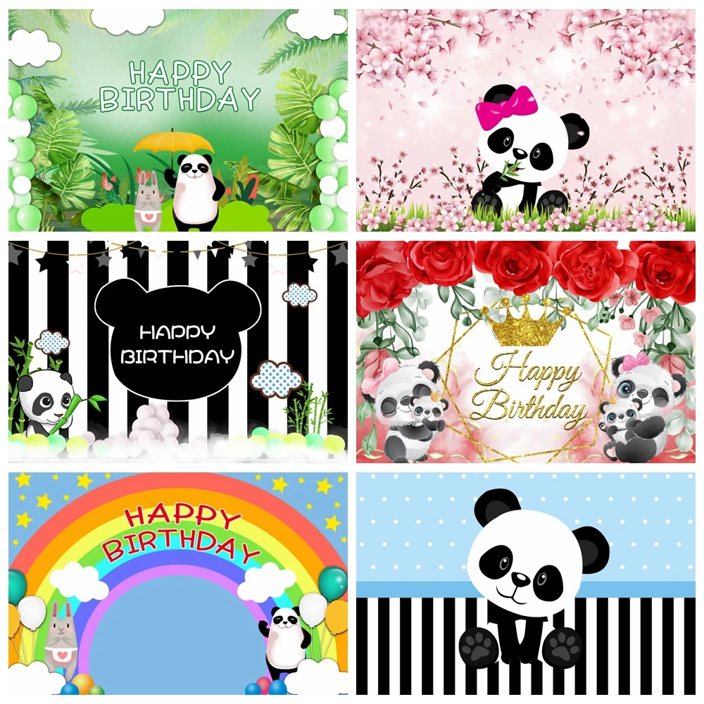 

Cartoon Cute Panda Bamboo Newborn Baby Birthday Backdrop for Photography Baby Shower Kids Portrait Photograhic Background