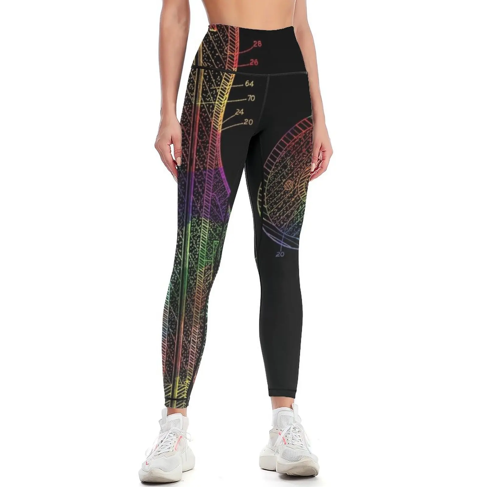 

Bowling pin vintage colorful patent from 1963 Leggings sport set Tight fitting woman for fitness Womens Leggings