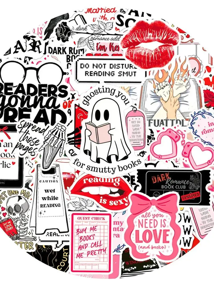 10/30/50pcs Cool Dark Romance lire autocollants dessin animé crâne lecture livres décalcomanie bricolage Skateboard téléphone casque drôle Graffiti autocollant