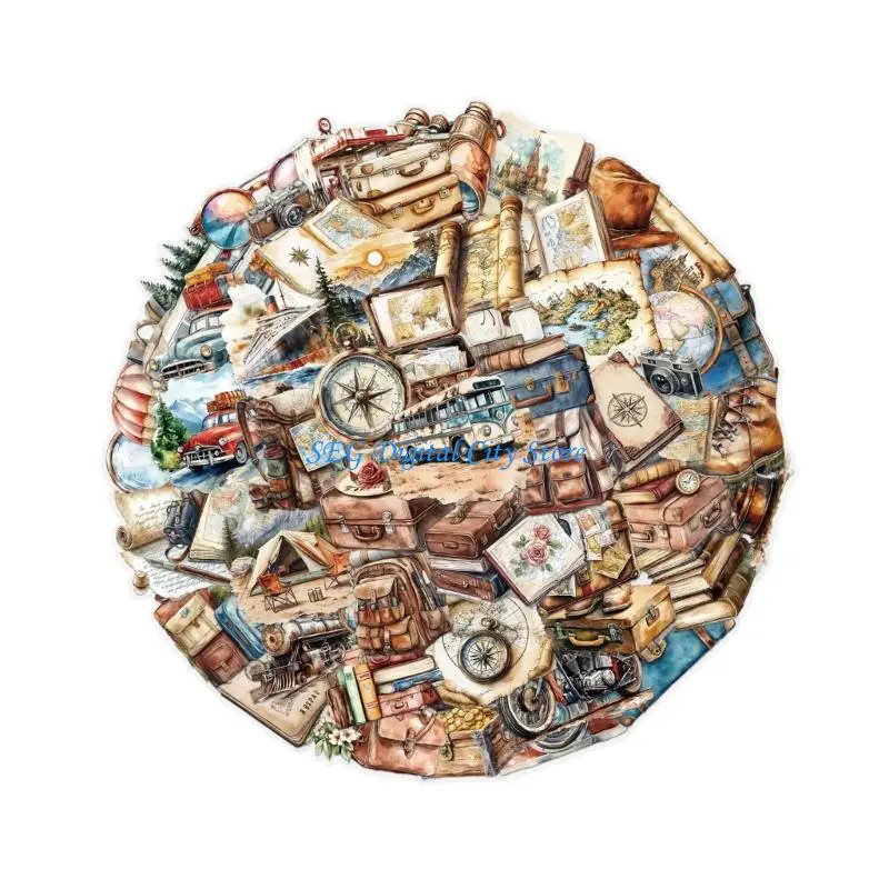 U75B 50 pezzi adesivo per album da viaggio cartone animato adesivo per diario in PET impermeabile per notebook chitarra