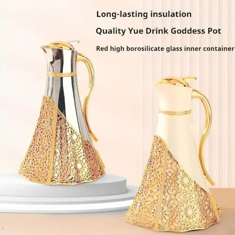 

Luxury 1000ml Vacuum Insulation Thermos with Glass Refill Metal Shell for Tea And Coffee High-Quality 2026 New