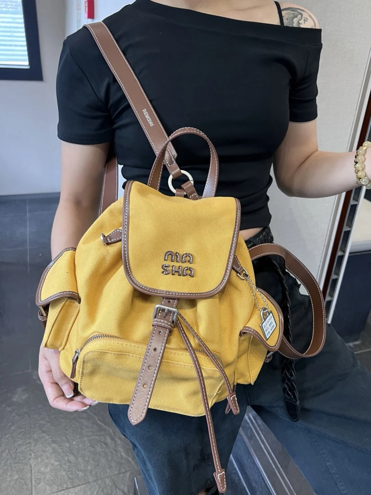 

M&A the Maa Casual Canvas oulder Bag Faionable Versatile Leisure Double oulder Ba Pa Korean Sle Pure Color Un...
