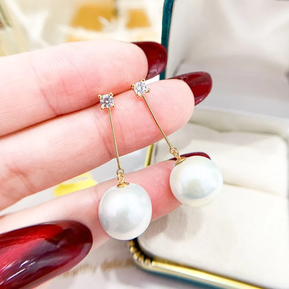 DIY Pearl Accessories S925 Pure Silver Ear Stud Empty Holder Gold Silver Earrings Fit 8-13mm Round E177