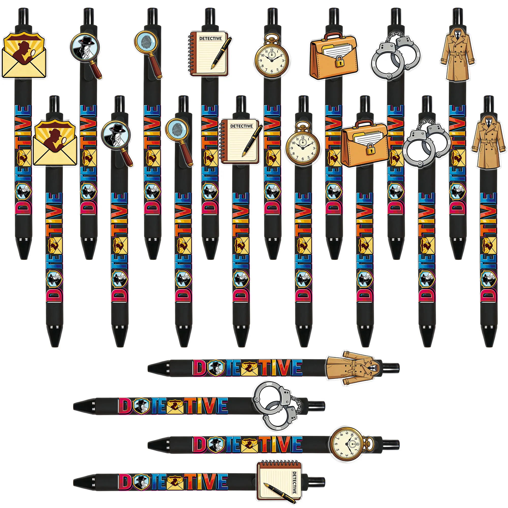 

20 PCS Creative Detective Puzzle Theme Ballpoint Pens with Magnifying Glass Shape Writing Pen