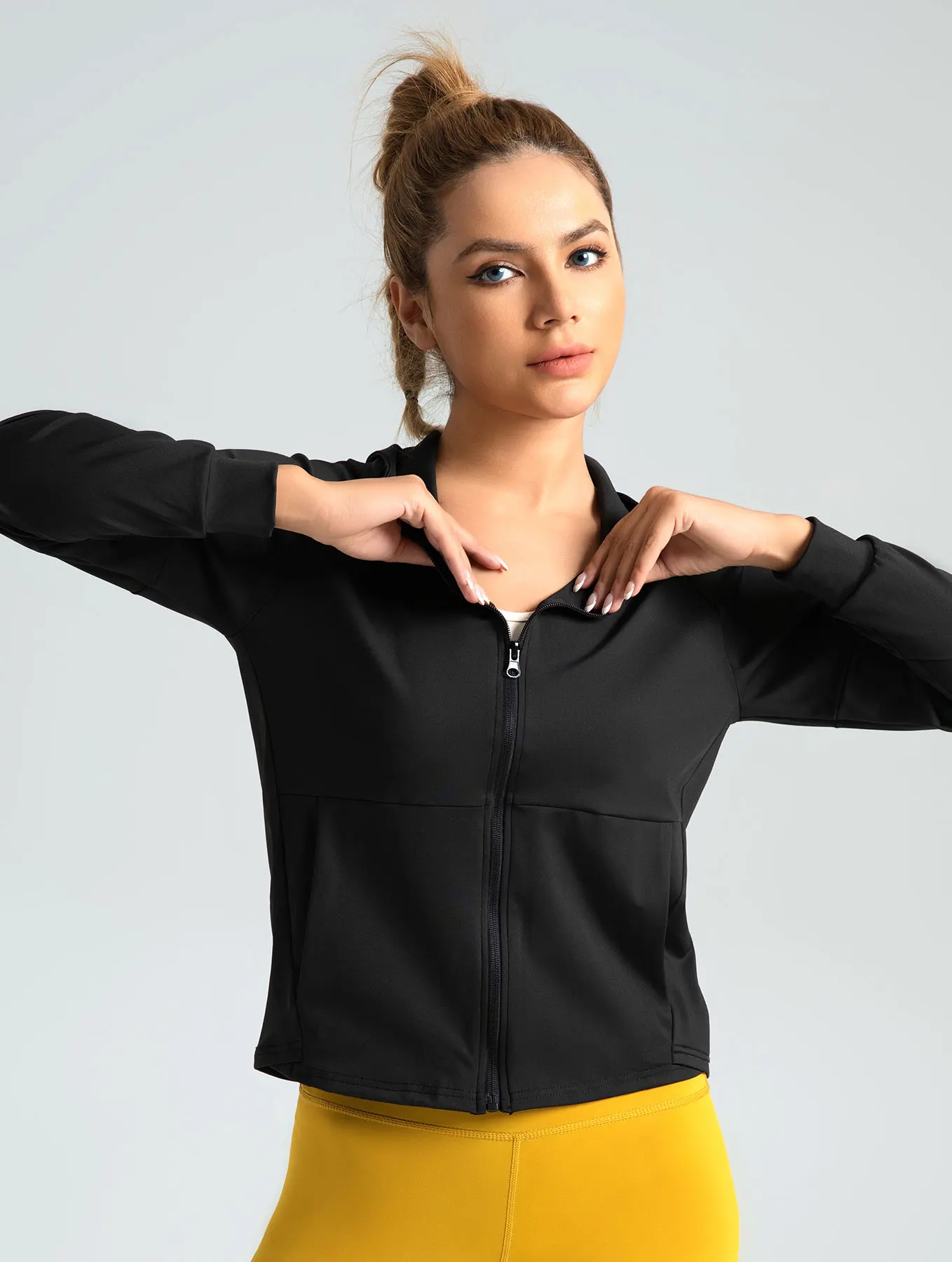 Jaqueta de emagrecimento com capuz ao ar livre, Terno De Ioga, Fitness Running Sportswear, Top solto