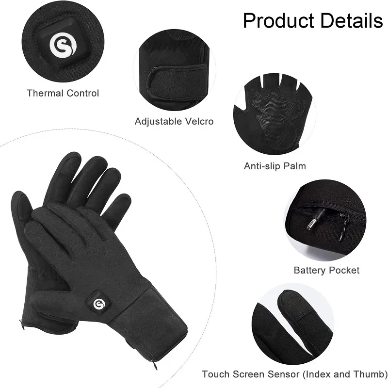 Guantes Térmicos de ciervo de nieve para hombre y mujer, guante de ciclismo con calefacción eléctrica, impermeable, batería recargable, Moto