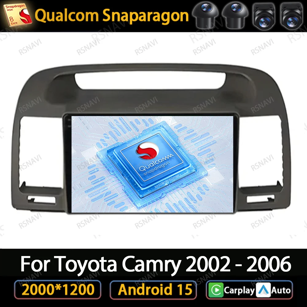 

Car Radio Android 15 For Toyota Camry 2002 2003 - 2006 9/10 Inch Wireless Navigation DVD QLED Snapdragon DSP AI Voice NO 2DIN BT