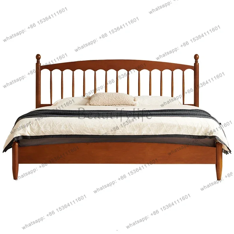 

New Chinese Vintage Bed Minimalist Solid Wood Wedding Aesthetics Apartment Bed Frame Double High End Cama De Casal Furniture