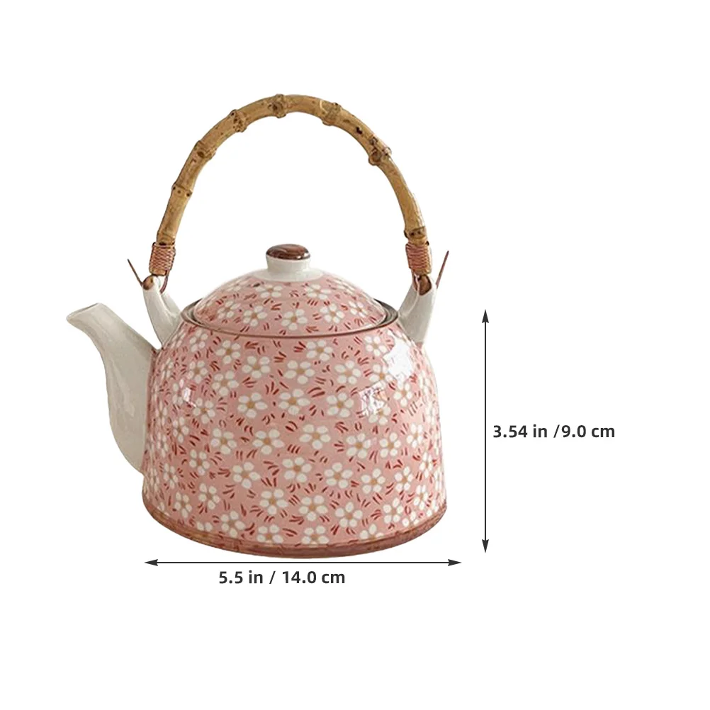 غلاية شاي سيراميك يابانية نمط عتيق سعة كبيرة موقد علوي غلاية الماء الساخن إبريق شاي منزلي مقبض وردي عشوائي #2