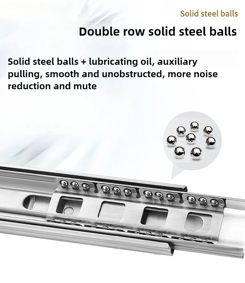 10' - 22' 45mm breite Edelstahl-Schubladenauszüge mit Soft-Close-Funktion, dreiteilige Schubladenschienen für Möbelbeschläge – Detail 3