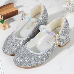 Zhongda-zapatos de cristal con lentejuelas para niña, calzado versátil de princesa Mary Jane, para caminar, para la escuela