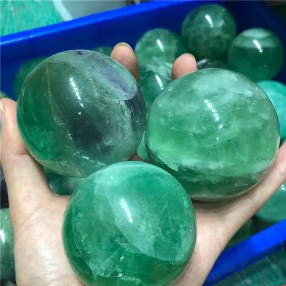 Natural fluorite crystal ball artificially polished mineral home decoration boutique souvenir collection