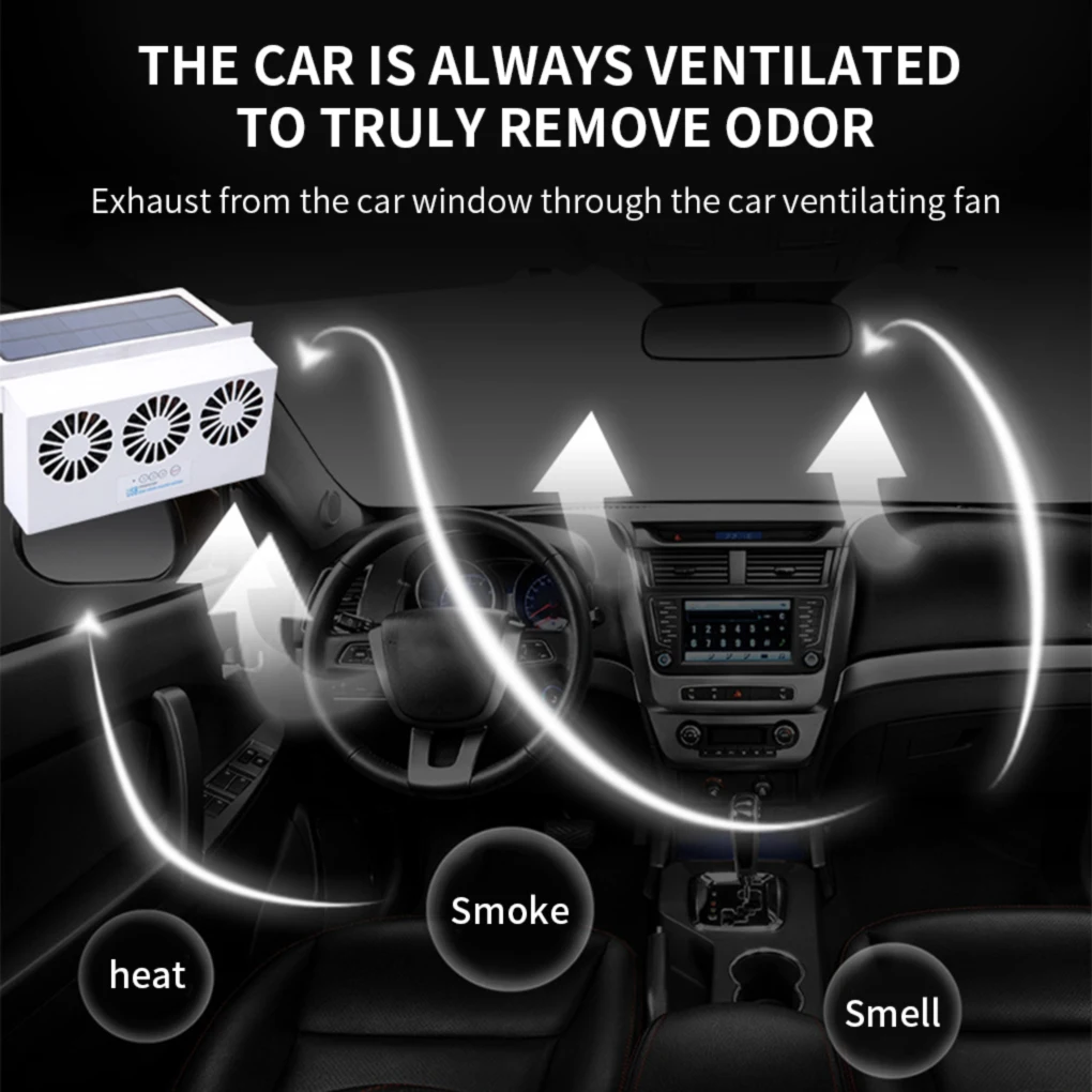 Solar Car Ventilation Fan / Dual-Vent Car Exhaust Fan / Solar Car Cooler