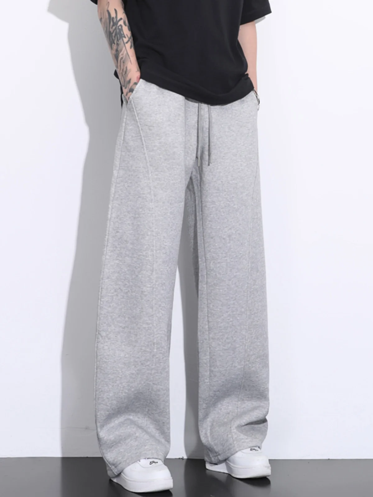 

ey Men's Wide Leg Sports Pants Faionable All-Match American Retro Straight Casual Trousers for Autumn And Winter