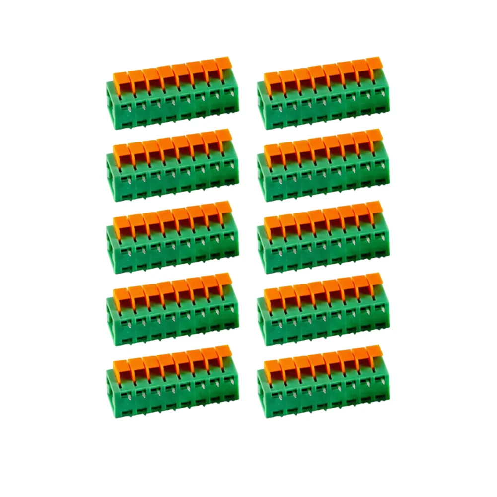 10pc Spring Terminal Blocks 5.08mm Pitch Designed for and Play Integration into Industrial Control and Embedded Systems