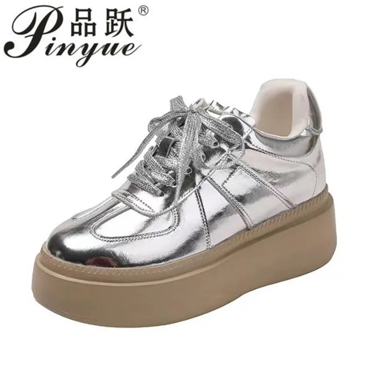 

6cm 9cm Patent Genuine Leather Suede Women Casual Spring Shoes Super Thick Fashion Sneakers Chunky Shoes Platform Wedge shoes