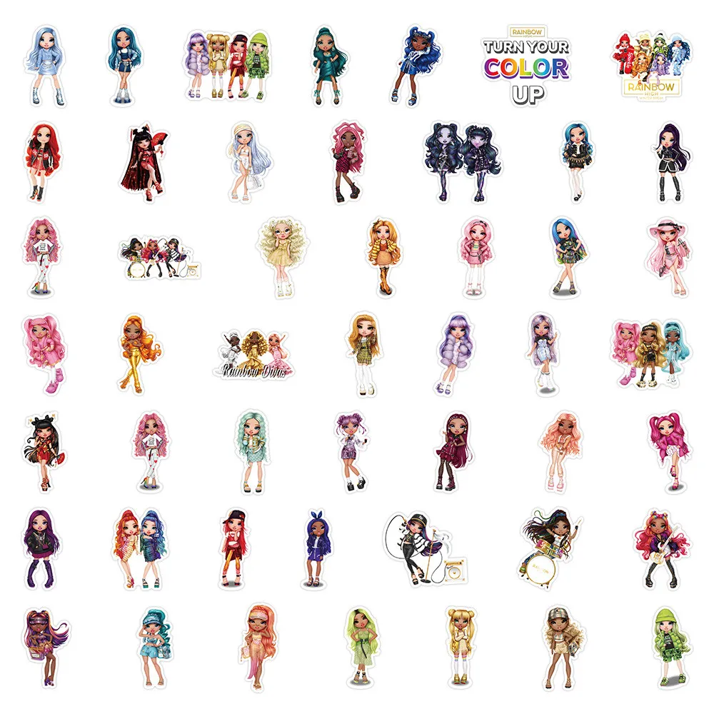 ملصقات دمية قوس قزح لطيفة مكونة من 51 قطعة - شارات زخرفية لأجهزة الكمبيوتر المحمولة وحقائب الهواتف وحقائب الظهر والمجلات لتسجيل متجر YourLife