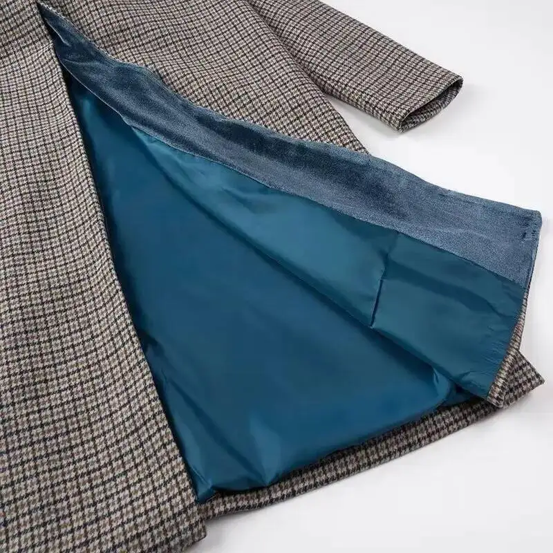 Autumn New Women's Clothing Fashionable Temperament Versatile Casual Long Plaid Woolen Coat