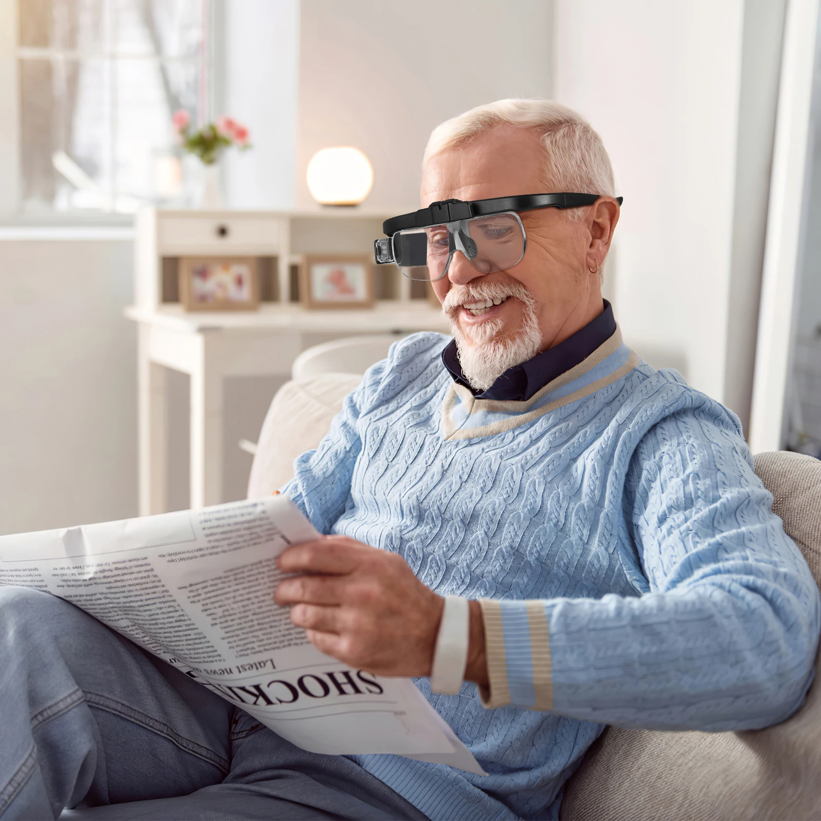 

LED Magnifier Glasses Headwear Bright Lighting Rechargeable USB LED Illuminated Glass for Reading Watch Repair Seniors Handheld