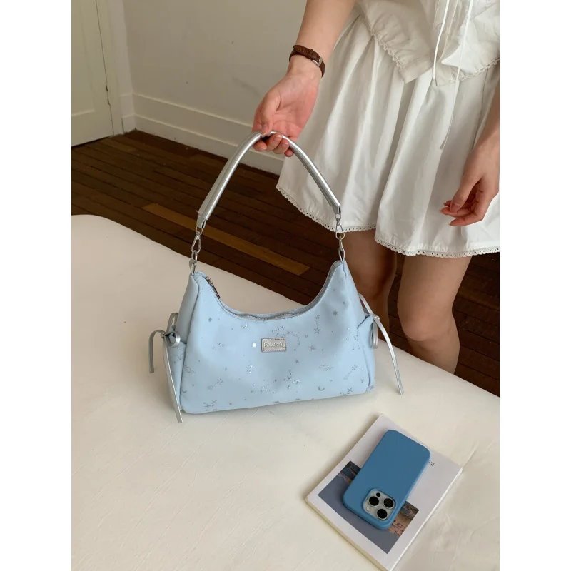 

Korean-style niche blue star handbag for women2026New stylish large-capacity shoulder and crossbody tote bag