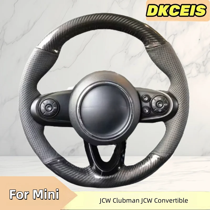 Car Steering Wheel Cover Carbon Fibre Faux Leather Black For Mini JCW Clubman Convertible Steering Cross Wheel Braiding Cover