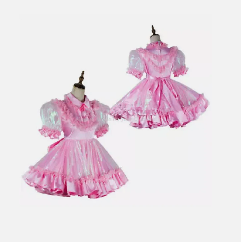 

Sissy Girl maid satin-Organza Lockable Dress Cosplay Costume Custom Made