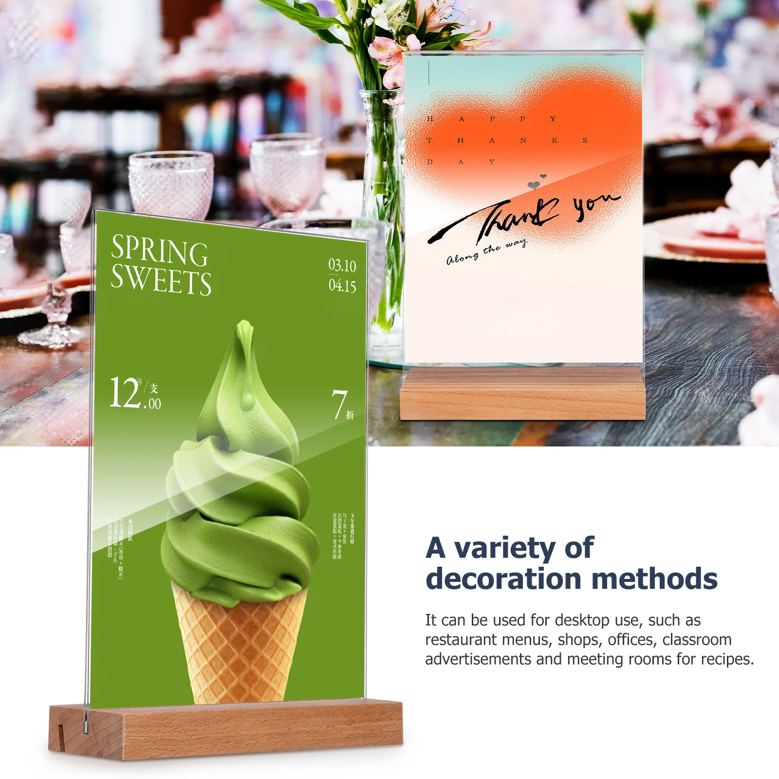 

2 pcs Acrylic Numbers Signs Clear Double Sided Display Acrylic Sign With Holder St for Wedding Party Banquet Restaurant Home Use