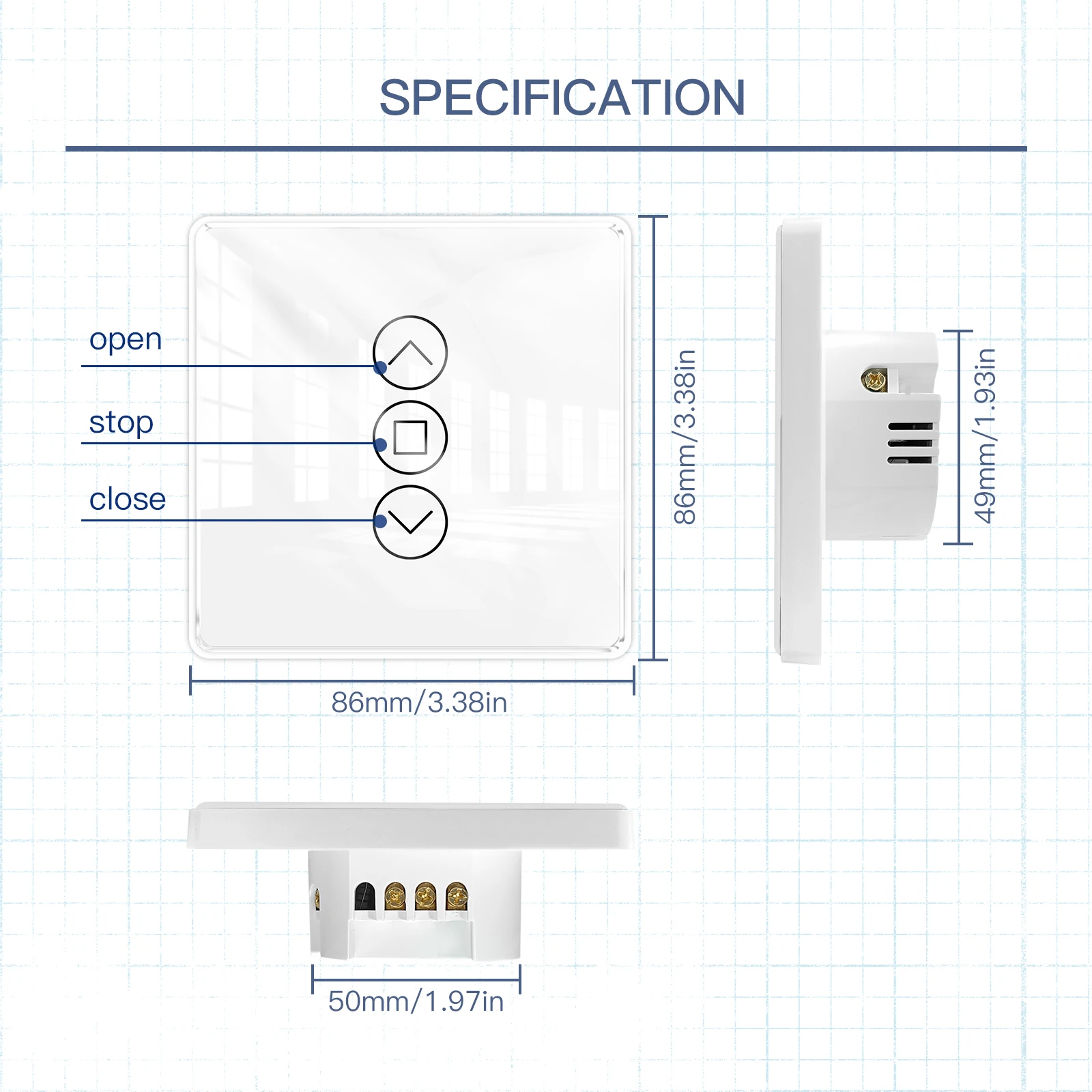 WiFi Smart 2.5D Arc Glass Touch Panel Curtain Switch for Roller Blinds Shutters APP Remote Control Work With Alexa Google Home