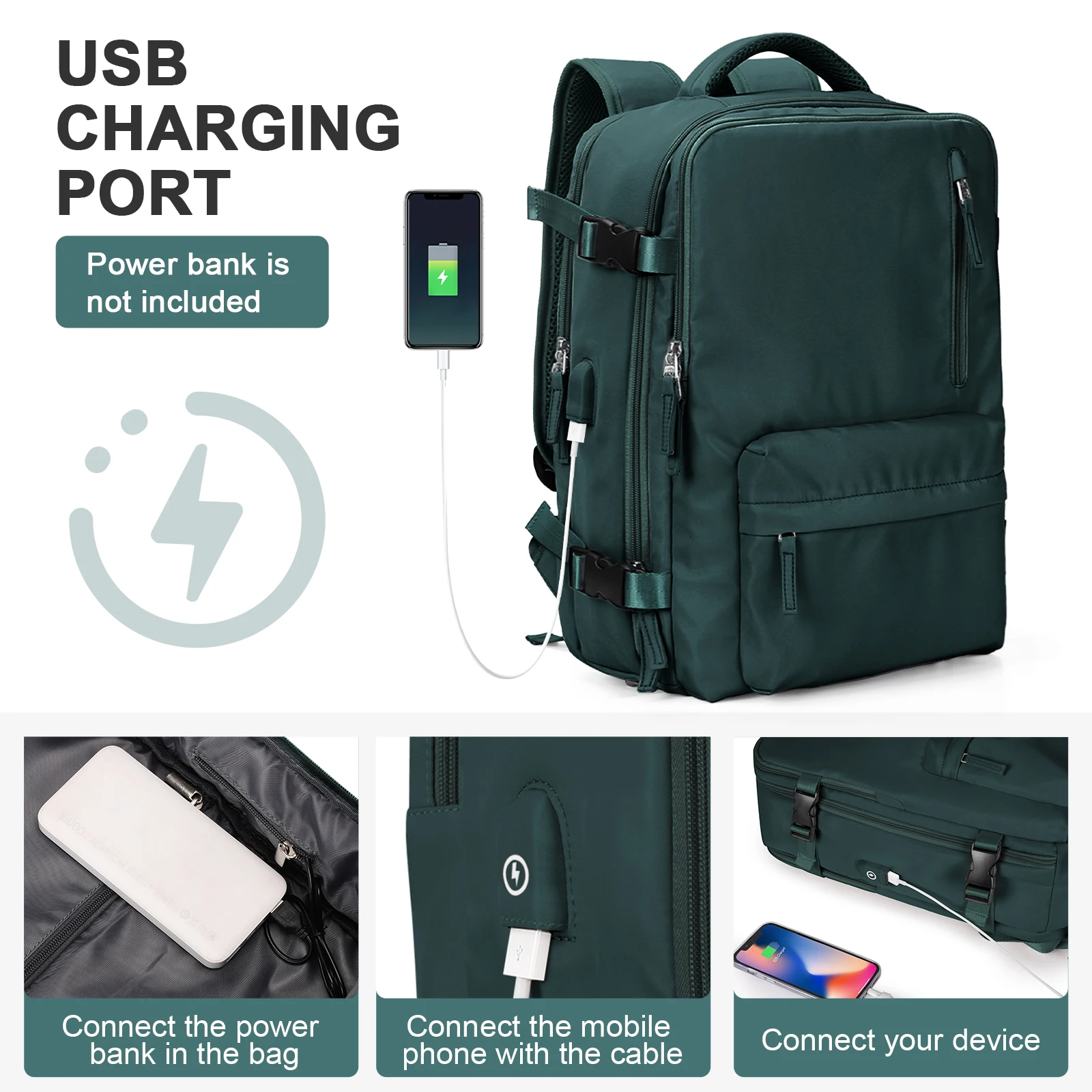 حقائب ظهر للرجال mochila viaje حقيبة السفر متعددة الوظائف حقيبة كمبيوتر محمول للنساء كلية USB حمل على كيس أمتعة مقاوم للماء