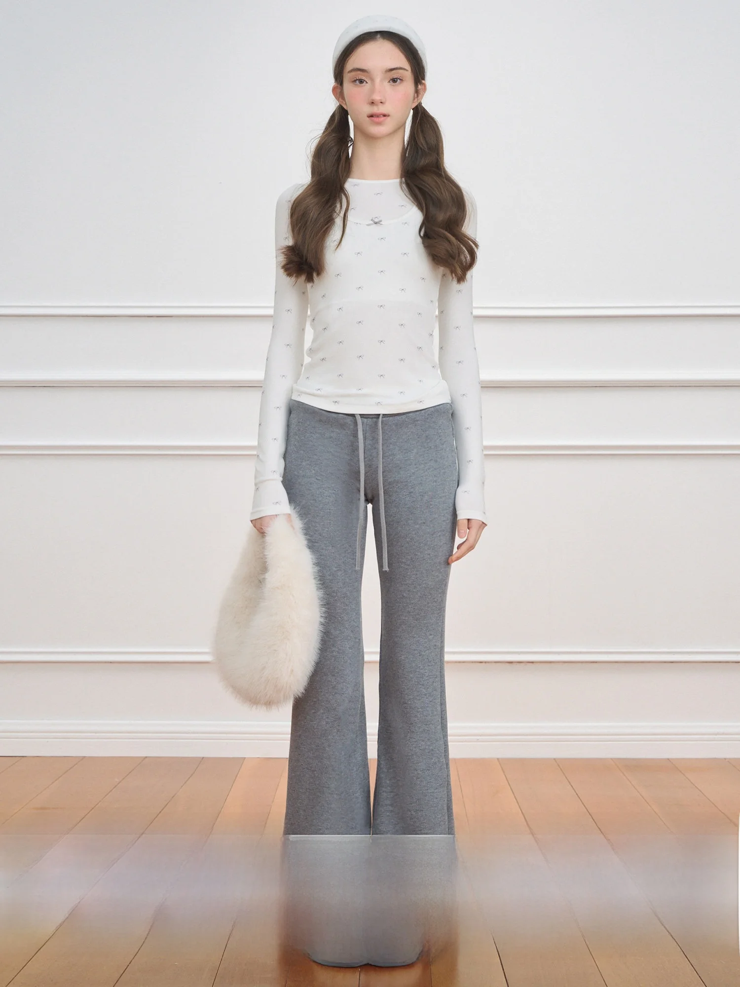 

NECY Women's Slim Fit Long Sve T-irt Knot Print Base irt Elastici Autumn Winter New Sle Cleanfit round Ne