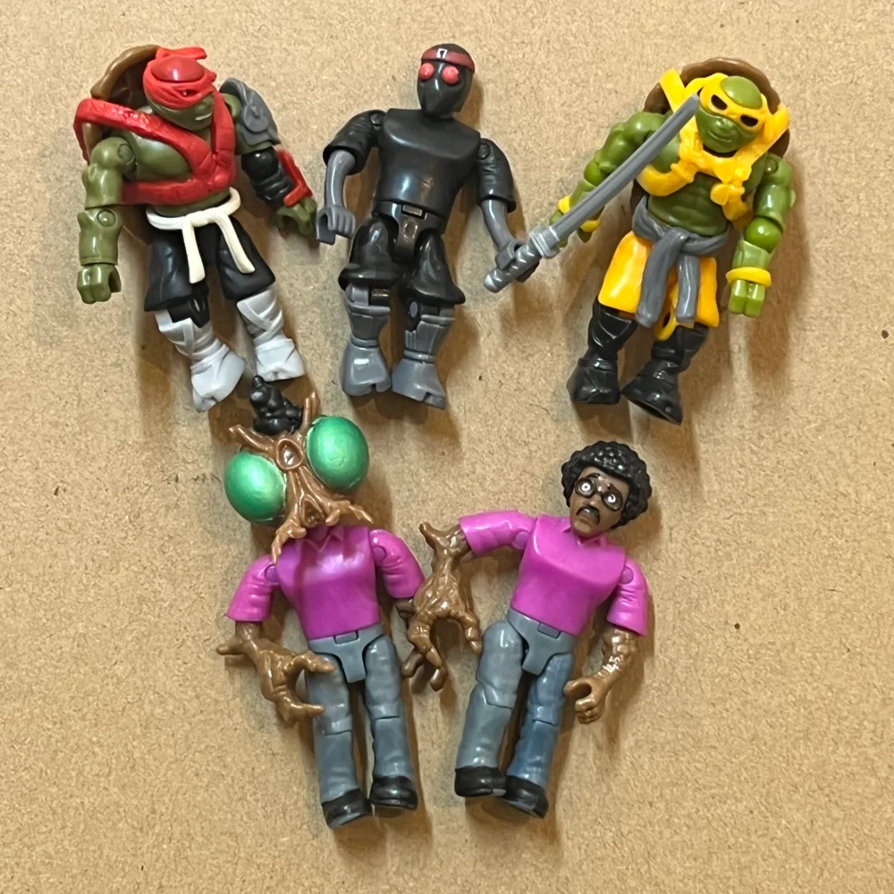 Mini figuras de construcción de Tortugas ninja, lote de 5 MEGA BLOKS, figuras de construcción de las tortugas voladoras de STOCKMAN, el Laboratorio de mutantes adolescentes de Michelangelo