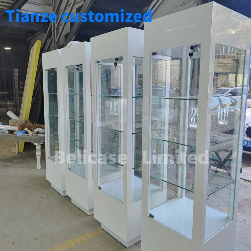 （customized）High Quality White Floor standing Perfume Store Display Cabinet Perfume Showcase Perfume Display Shop