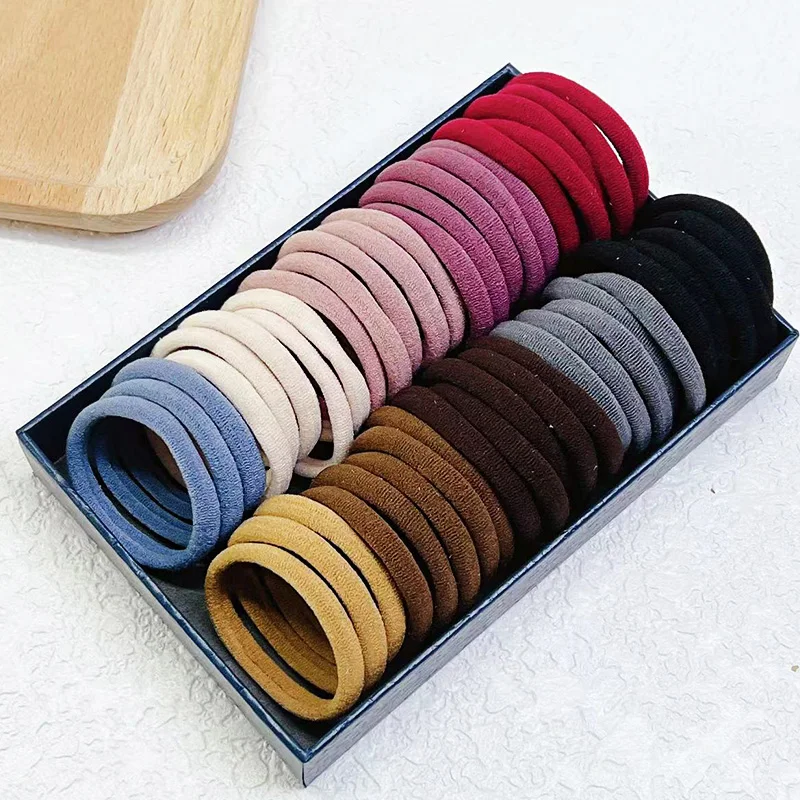 50PCS/Set 4cm Women Girls Basic Hair Bands Solid Colors Elastic Headband Simple Hair Ropes Ties Hair Accessories Ponytail Holder