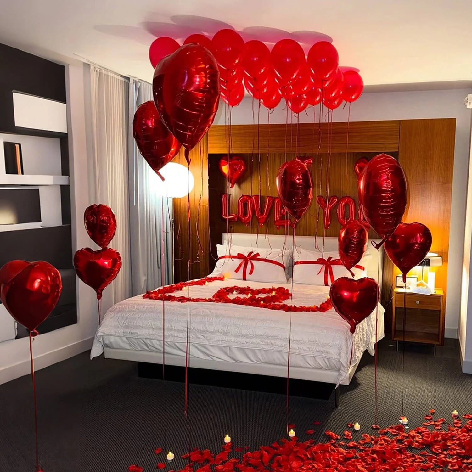 Red I Love You Balloon Set Heart Shaped Aluminum Foil Balloon Suitable for Anniversary, Wedding Season, Birthday, Mother\'s Day
