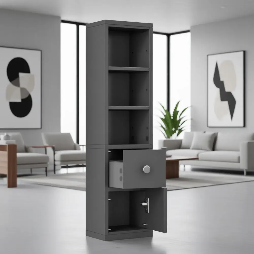 

Тонкий шкаф для хранения в ванной комнате — высота 71 дюйм, узкий напольный шкаф с 2 дверцами, 5 регулируемыми полками, 1 ящиком, противоскользящим штифтом