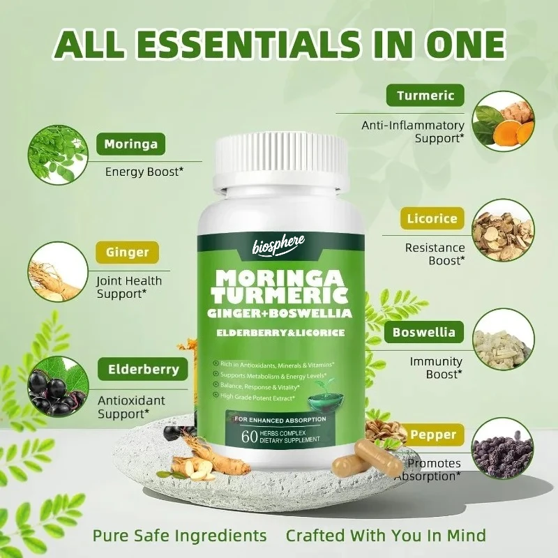 

Капсулы Моринга имбирь, бузирька, солодка, ладан - providing иммунитета, кожи, кишечника и антиоксидантная поддержка здоровья.