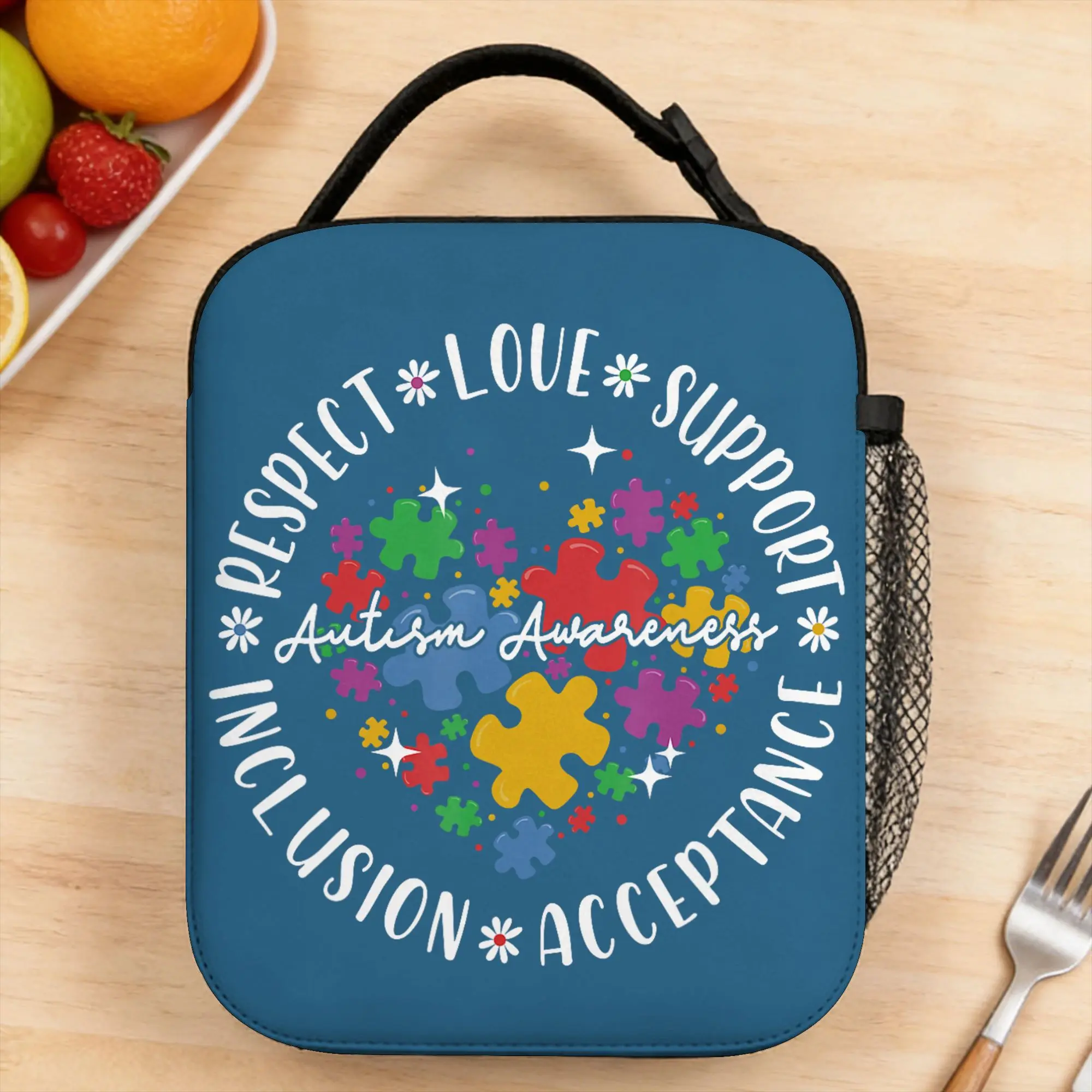 Autism Puzzle Autism Awareness Lunch Bag For Child  Office Designer Lunch Box Fashion Waterproof Thermal Lunch Bags