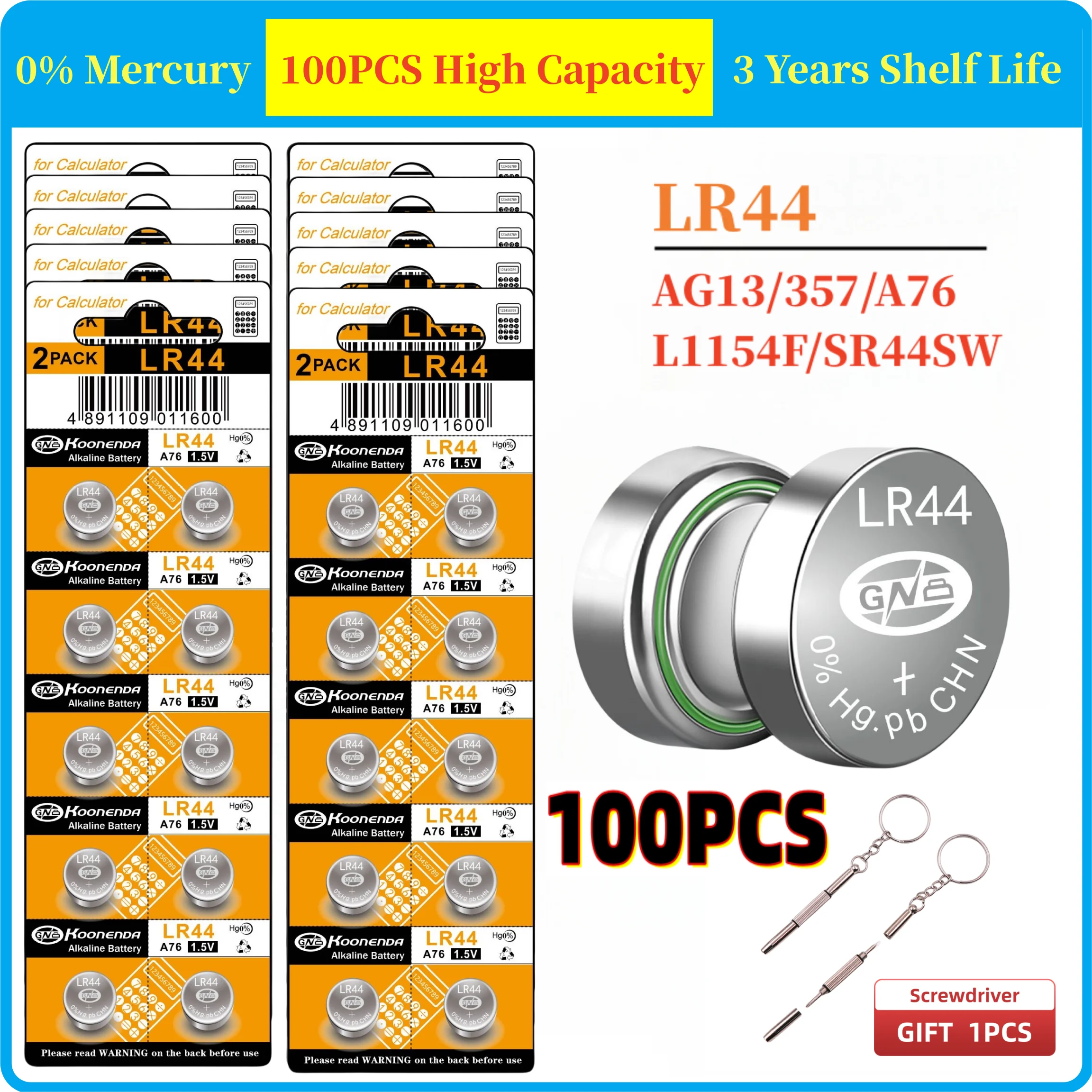 

2-100pcs LR44 AG13 Button Cell Battery 1.5V 357 303 SR44 LR1154 Button Coin Batteries G13 L1154 Battery for Watch Toys Remote